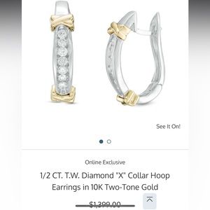 Zales white gold diamond hoop earrings.